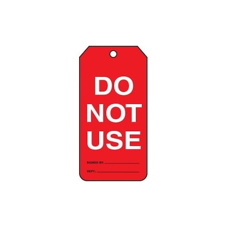 Accuform Mini Safety Tags, DO NOT USE, 4.25in x 2.125in, RP-Plastic, 25PK TRM109PTP